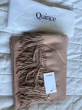 Quince Mongolian Cashmere Throw Blanket Camel 50”x60”NWT